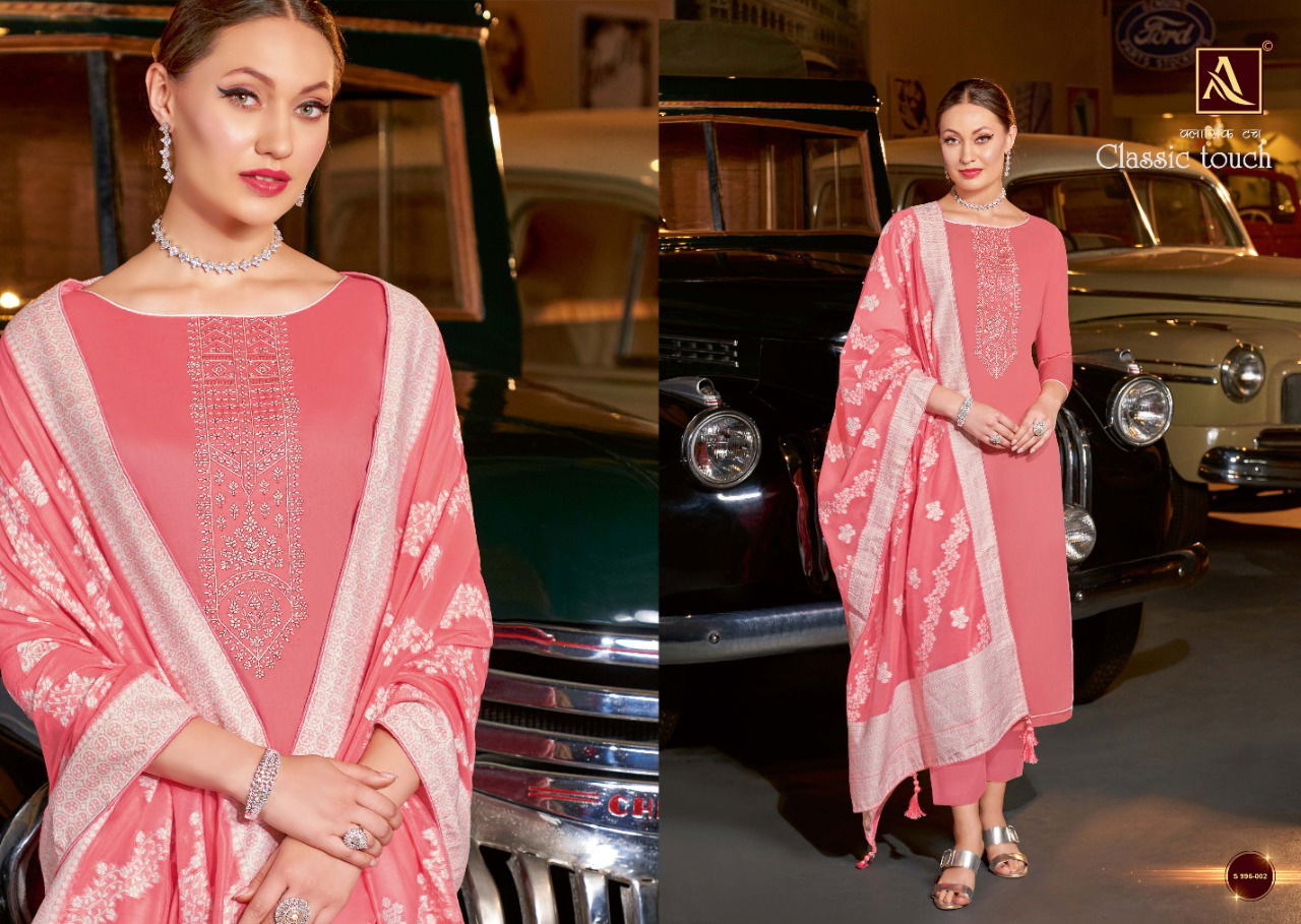 Alok Classic Touch 4 Jam Cotton Fancy Festive Wear Dress Material Collection